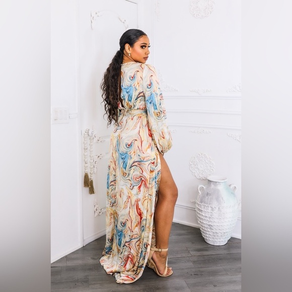 Elegant Multicolor Maxi Dress - Picture 4 of 5